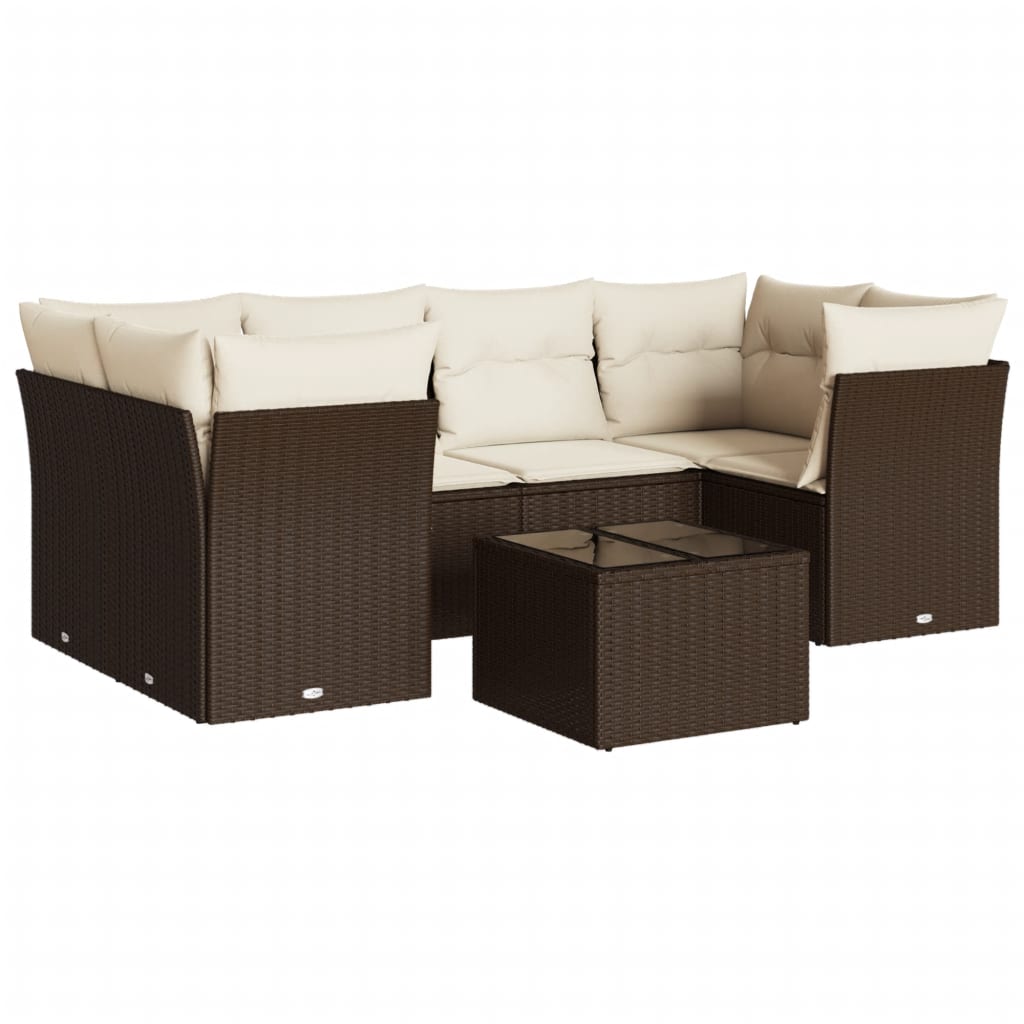7-delige Loungeset met kussens poly rattan bruin is nu te koop bij PeponiXL, paradijselijk wonen!