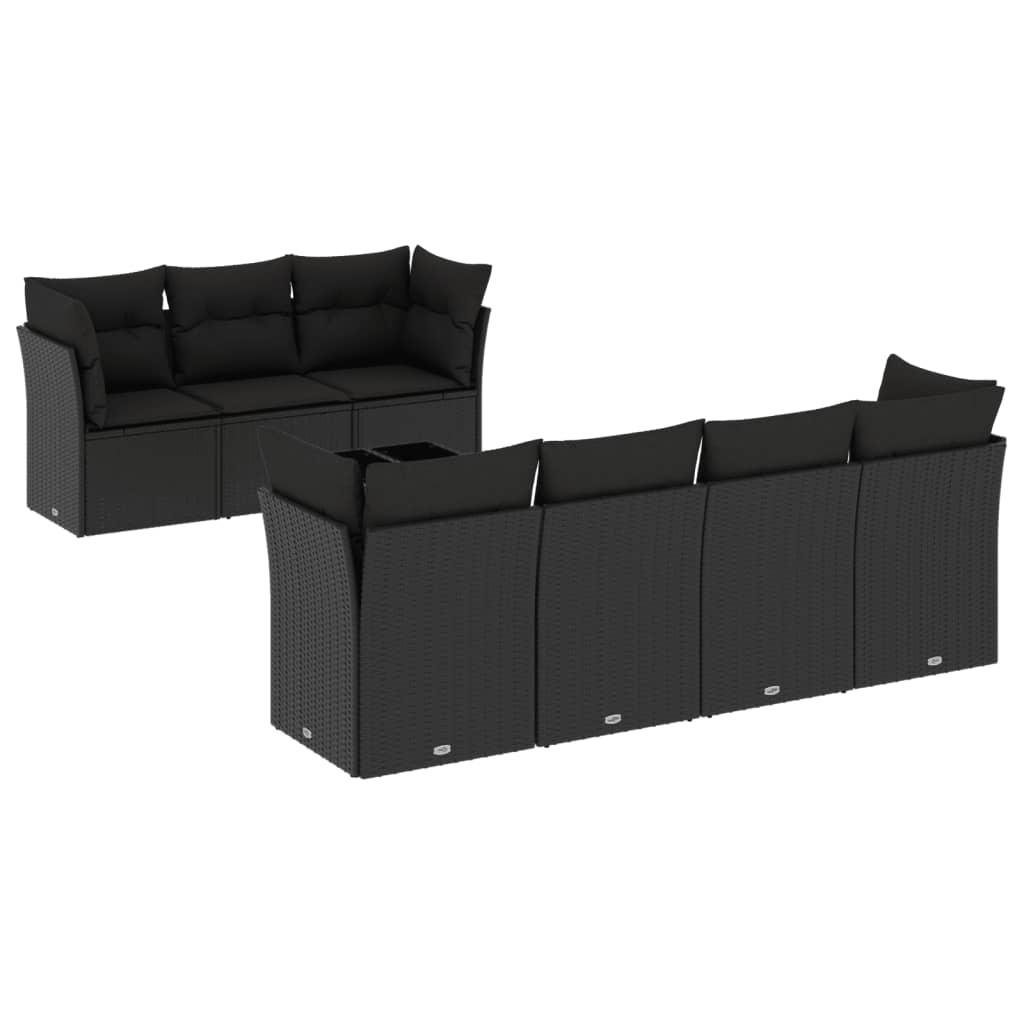 8-delige Loungeset met kussens poly rattan zwart is nu te koop bij PeponiXL, paradijselijk wonen!