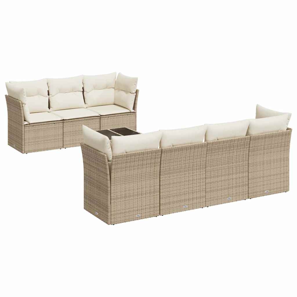 8-delige Loungeset met kussens poly rattan beige is nu te koop bij PeponiXL, paradijselijk wonen!