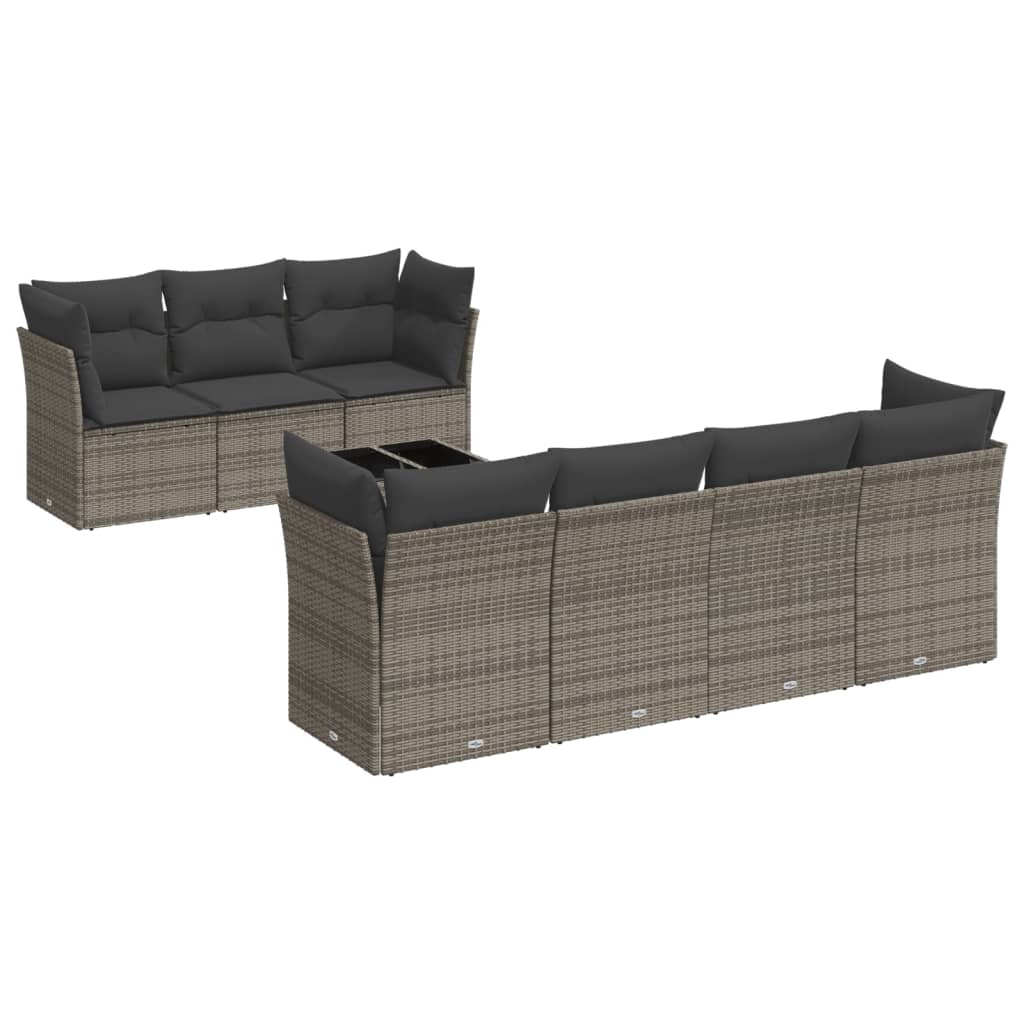 8-delige Loungeset met kussens poly rattan grijs is nu te koop bij PeponiXL, paradijselijk wonen!