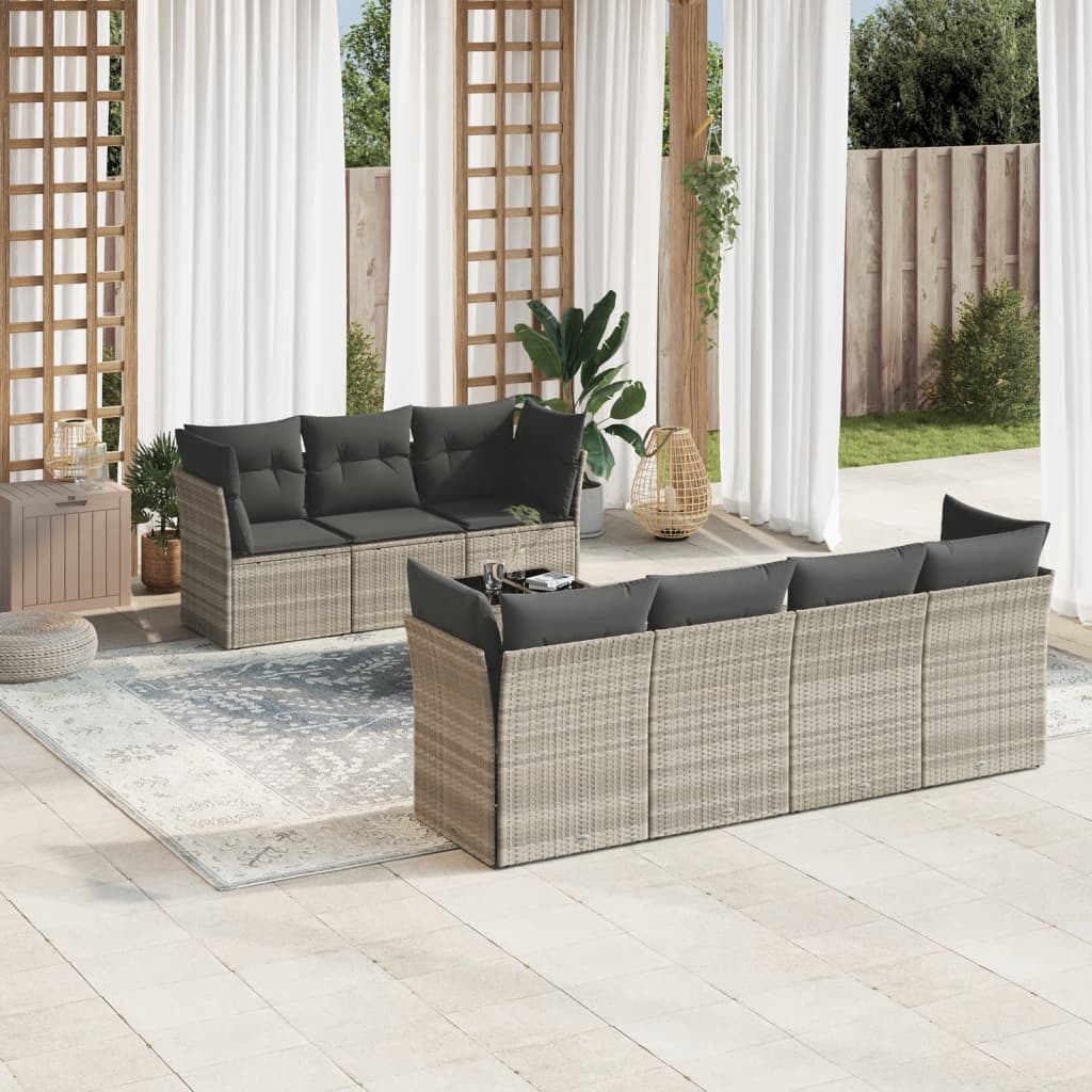 8-delige Loungeset met kussens poly rattan lichtgrijs is nu te koop bij PeponiXL, paradijselijk wonen!