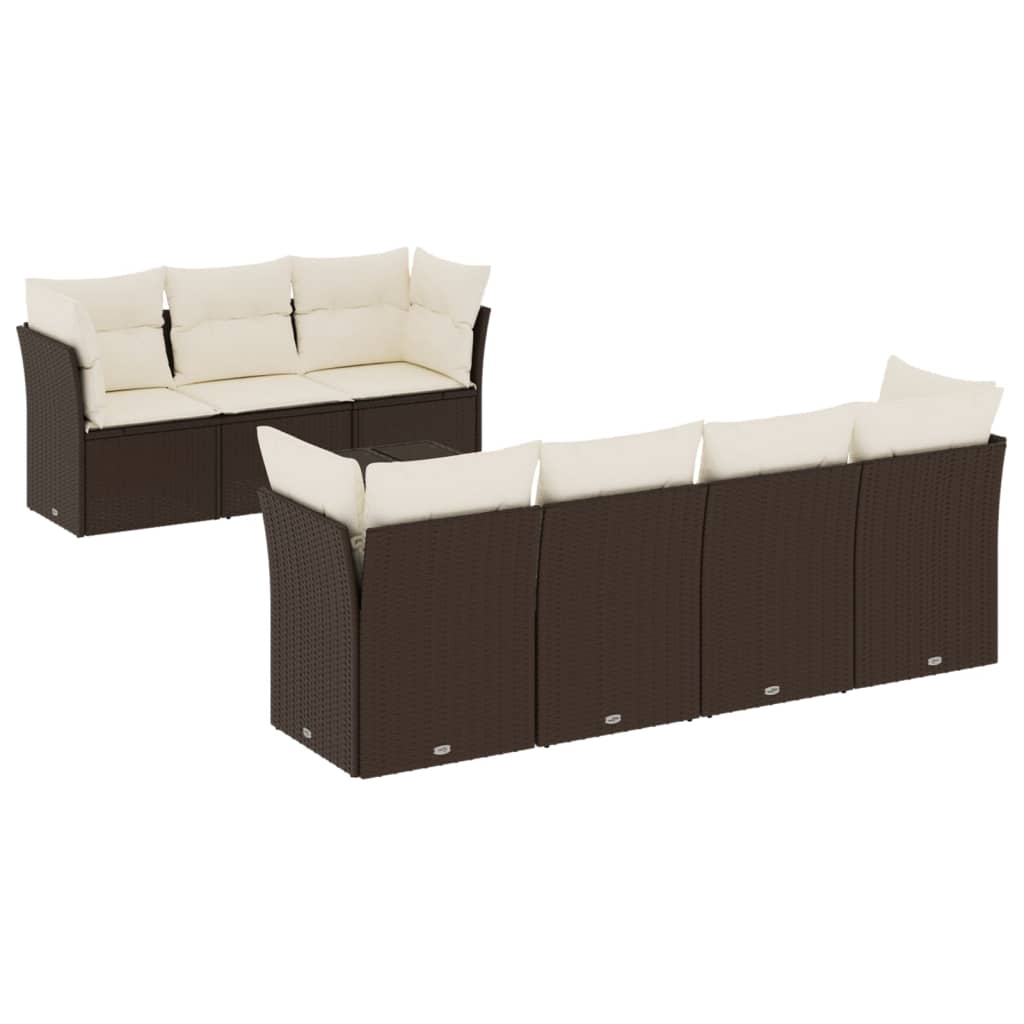 8-delige Loungeset met kussens poly rattan bruin is nu te koop bij PeponiXL, paradijselijk wonen!