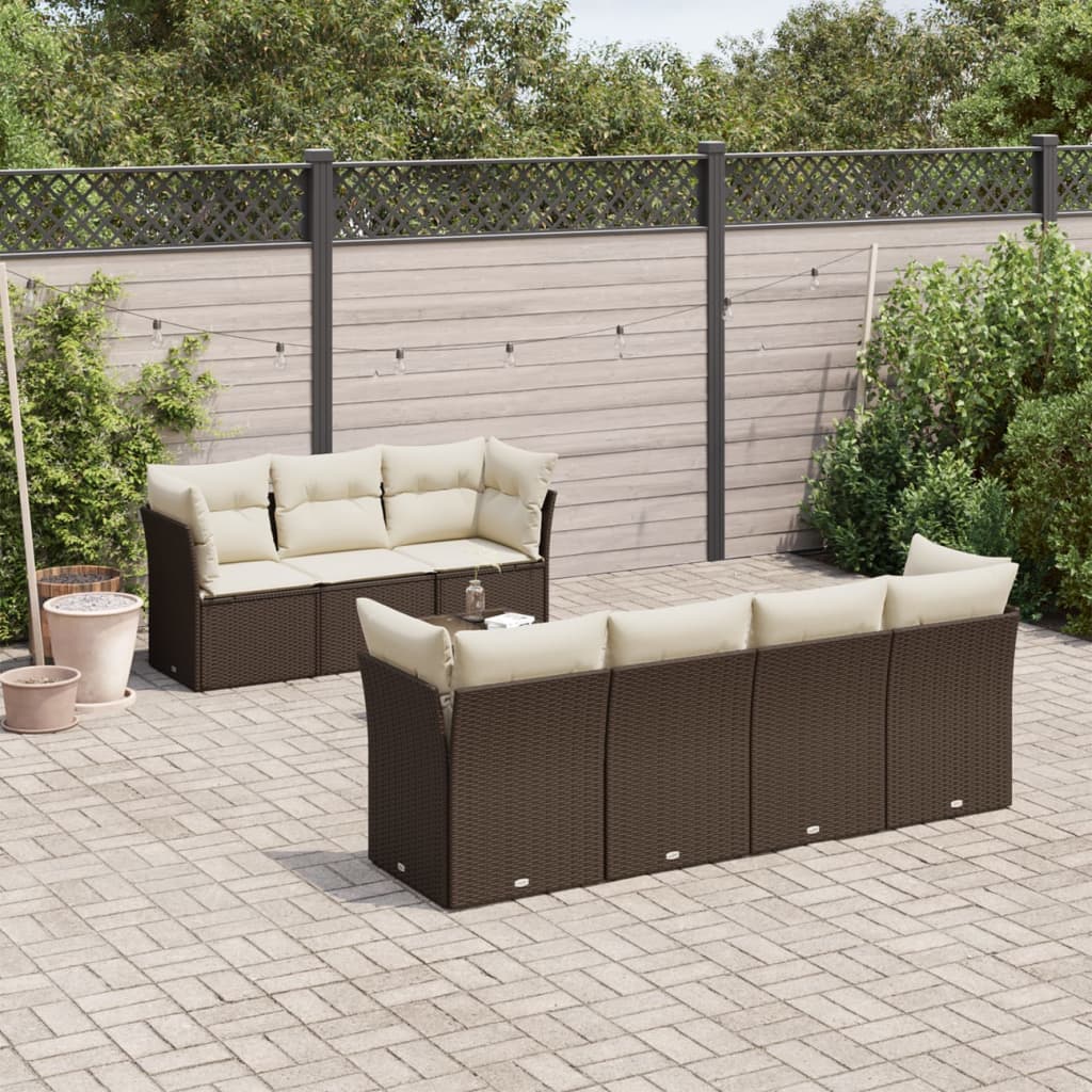 8-delige Loungeset met kussens poly rattan bruin is nu te koop bij PeponiXL, paradijselijk wonen!