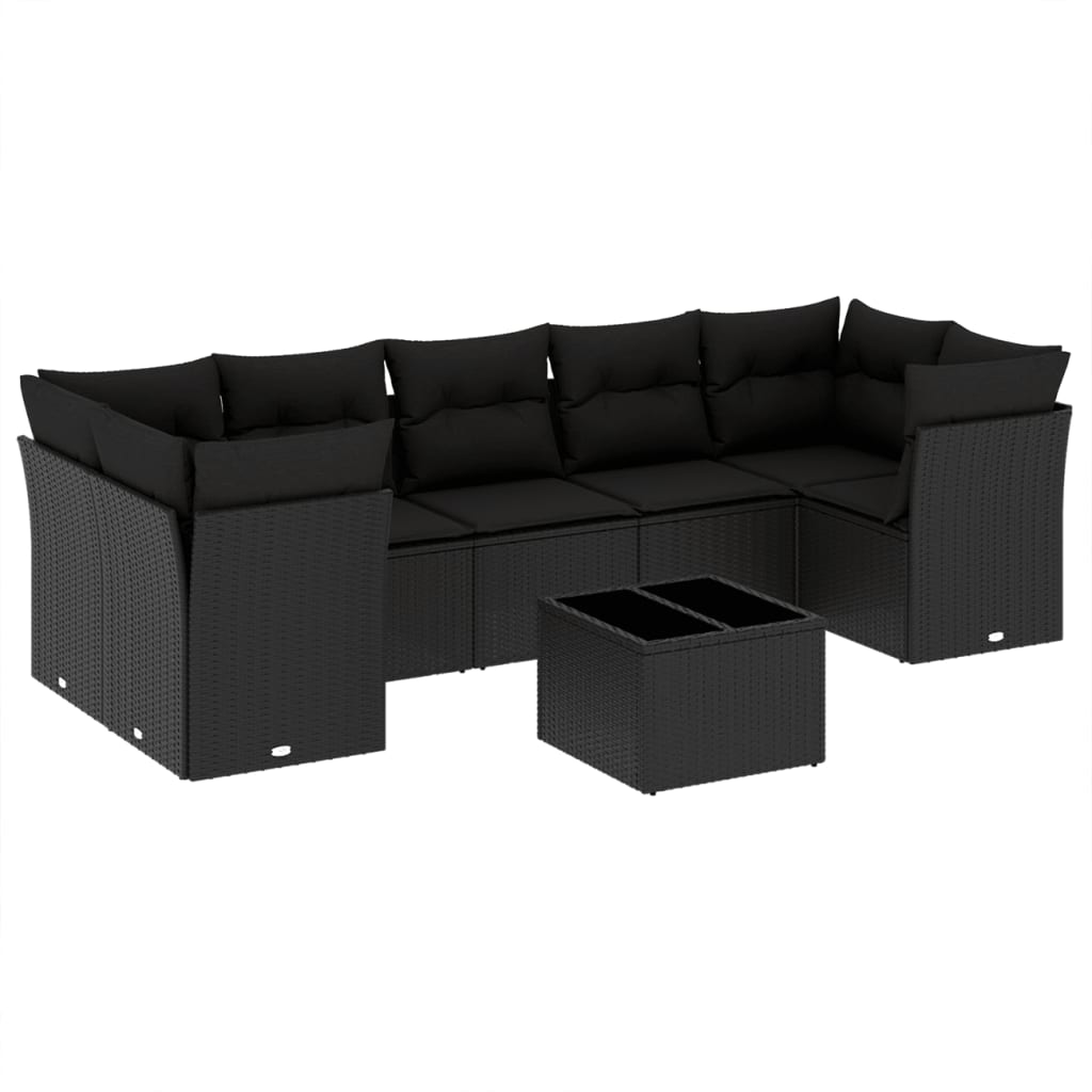 8-delige Loungeset met kussens poly rattan zwart is nu te koop bij PeponiXL, paradijselijk wonen!