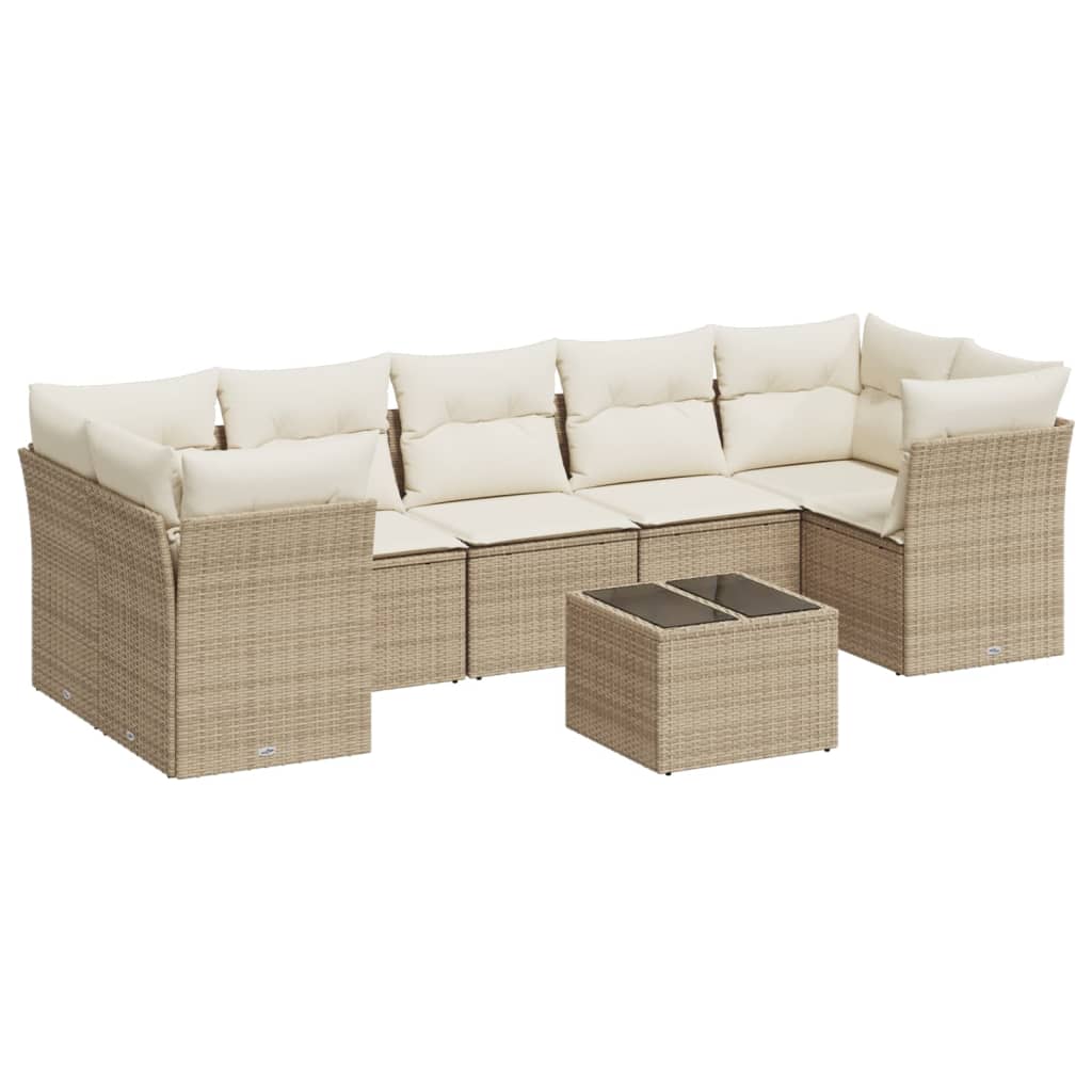 8-delige Loungeset met kussens poly rattan beige is nu te koop bij PeponiXL, paradijselijk wonen!
