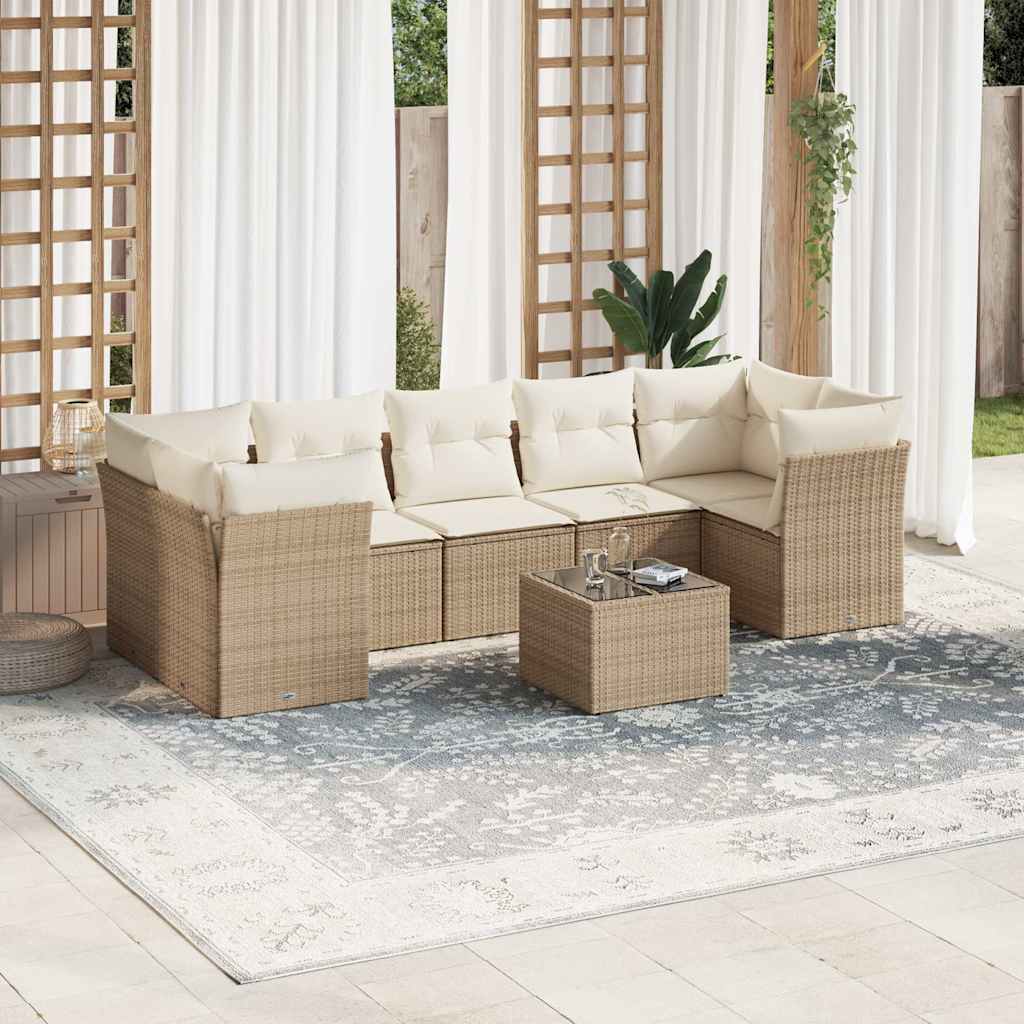 8-delige Loungeset met kussens poly rattan beige is nu te koop bij PeponiXL, paradijselijk wonen!