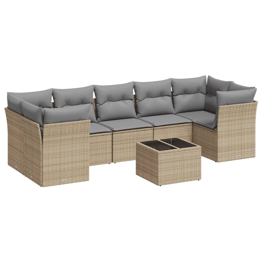8-delige Loungeset met kussens poly rattan beige is nu te koop bij PeponiXL, paradijselijk wonen!