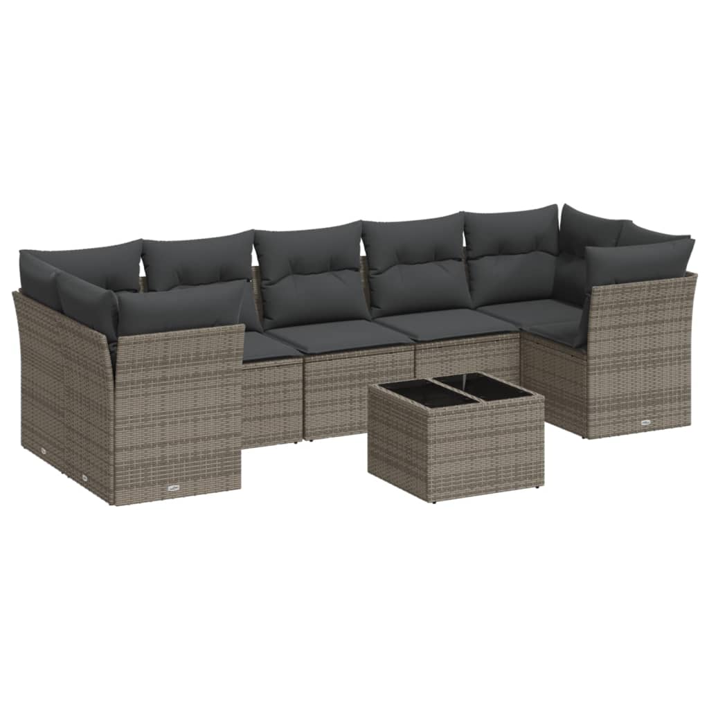 8-delige Loungeset met kussens poly rattan grijs is nu te koop bij PeponiXL, paradijselijk wonen!