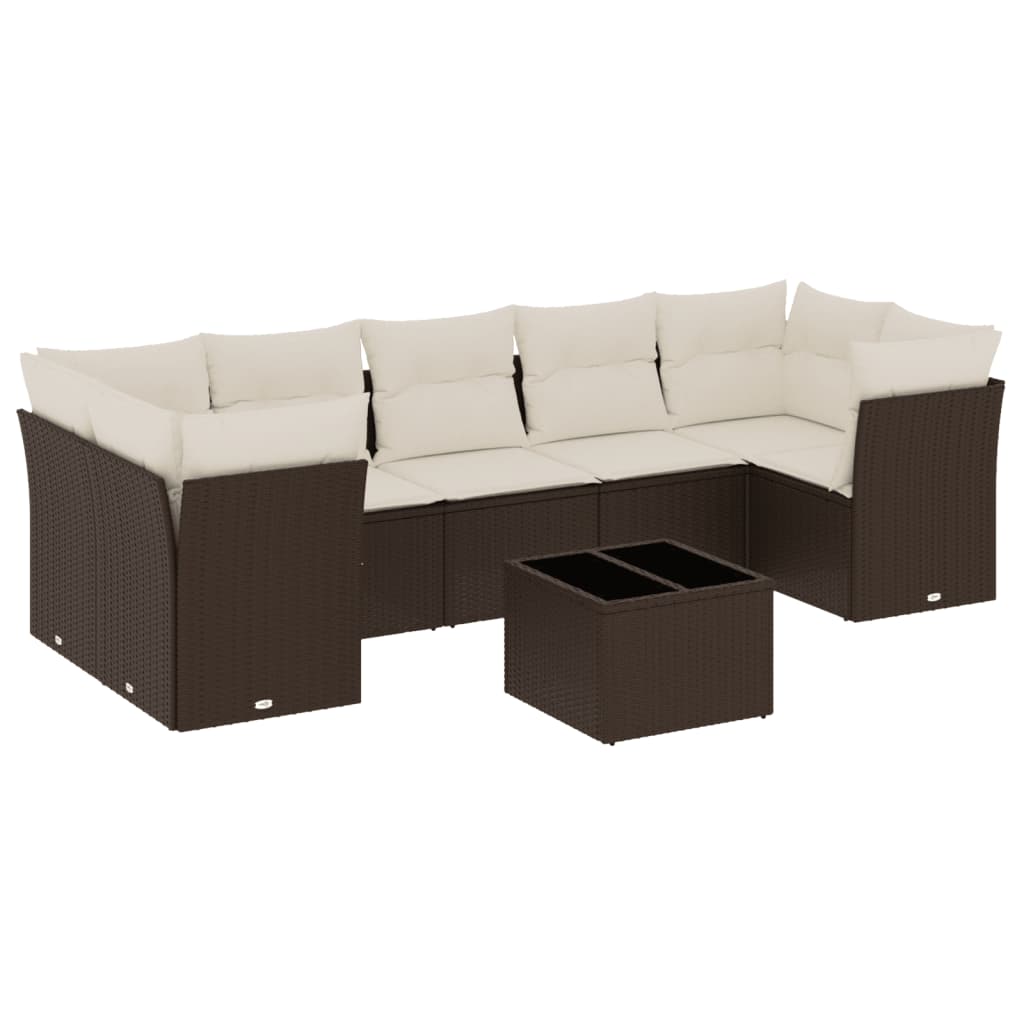 8-delige Loungeset met kussens poly rattan bruin is nu te koop bij PeponiXL, paradijselijk wonen!