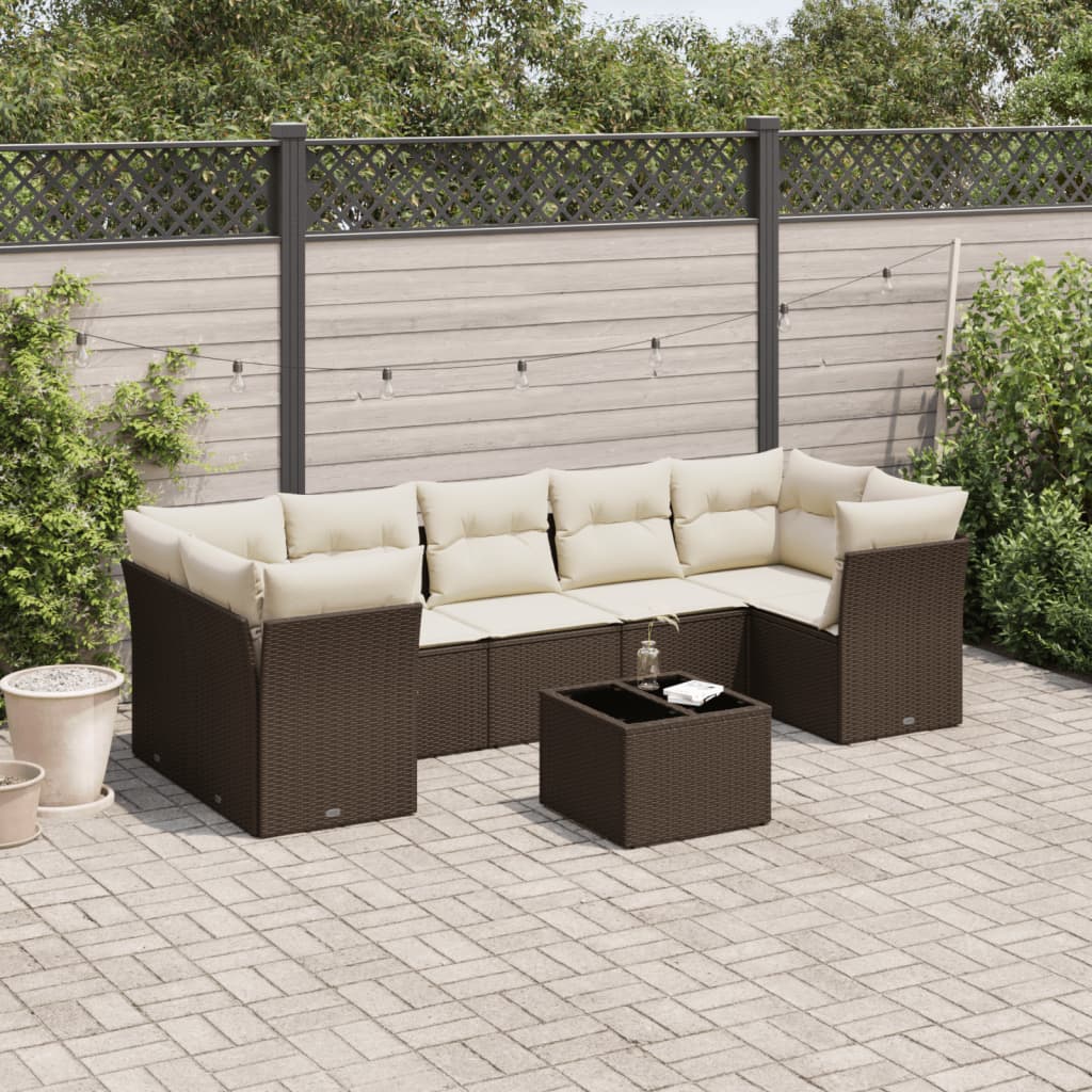 8-delige Loungeset met kussens poly rattan bruin is nu te koop bij PeponiXL, paradijselijk wonen!