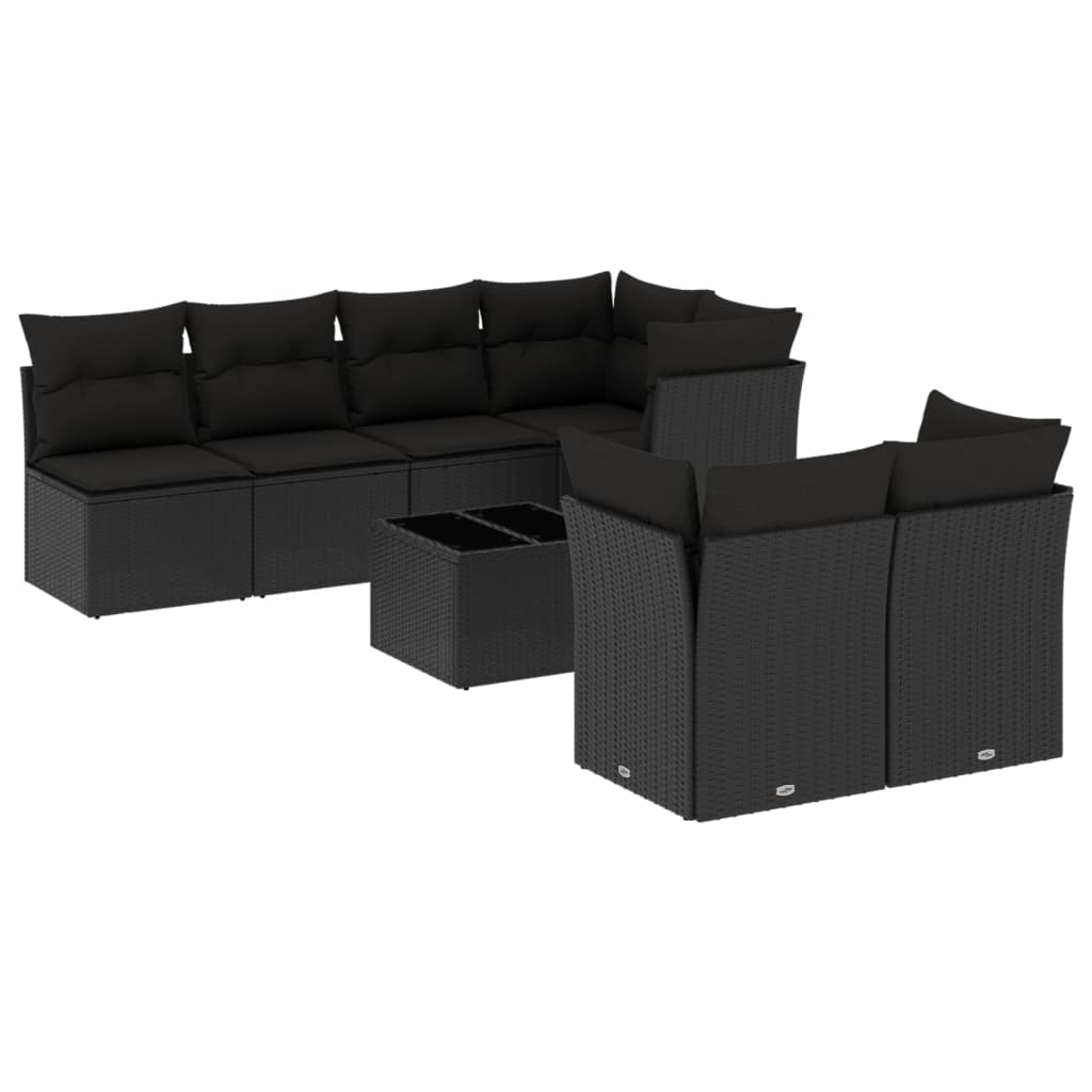 8-delige Loungeset met kussens poly rattan zwart is nu te koop bij PeponiXL, paradijselijk wonen!