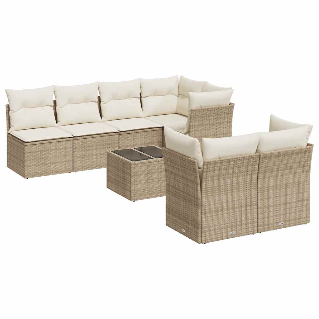 8-delige Loungeset met kussens poly rattan beige is nu te koop bij PeponiXL, paradijselijk wonen!