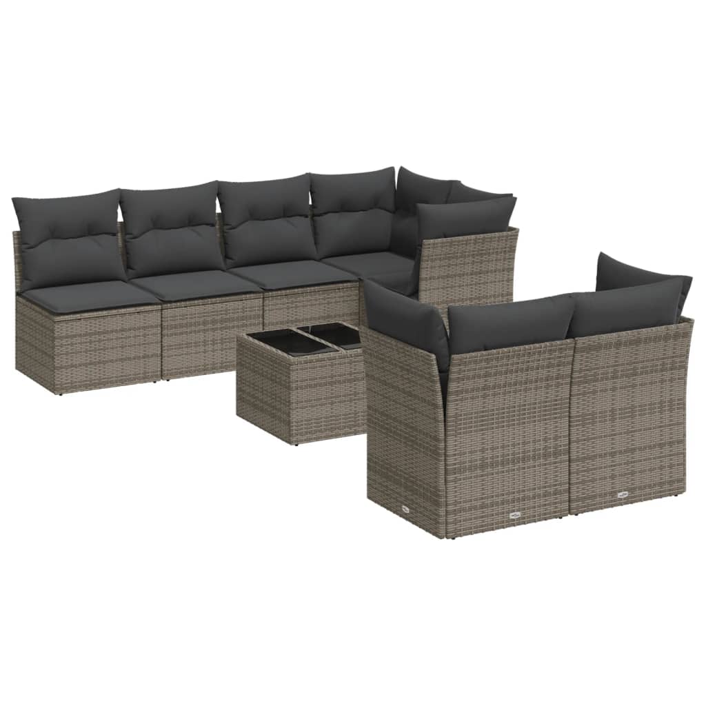 8-delige Loungeset met kussens poly rattan grijs is nu te koop bij PeponiXL, paradijselijk wonen!