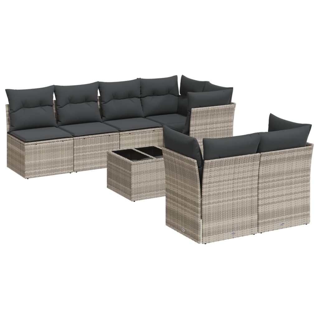 8-delige Loungeset met kussens poly rattan lichtgrijs is nu te koop bij PeponiXL, paradijselijk wonen!