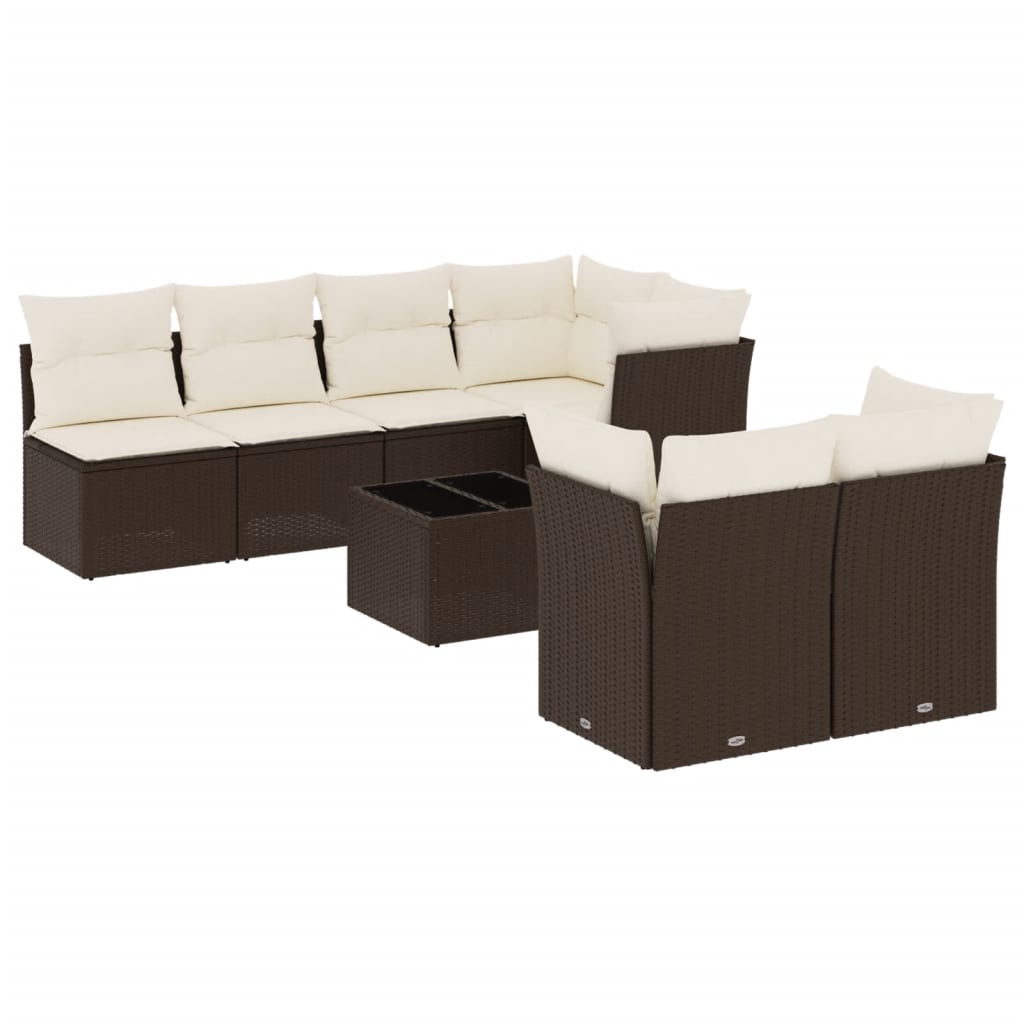 8-delige Loungeset met kussens poly rattan bruin is nu te koop bij PeponiXL, paradijselijk wonen!