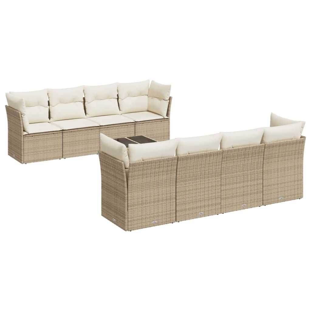 9-delige Loungeset met kussens poly rattan beige is nu te koop bij PeponiXL, paradijselijk wonen!