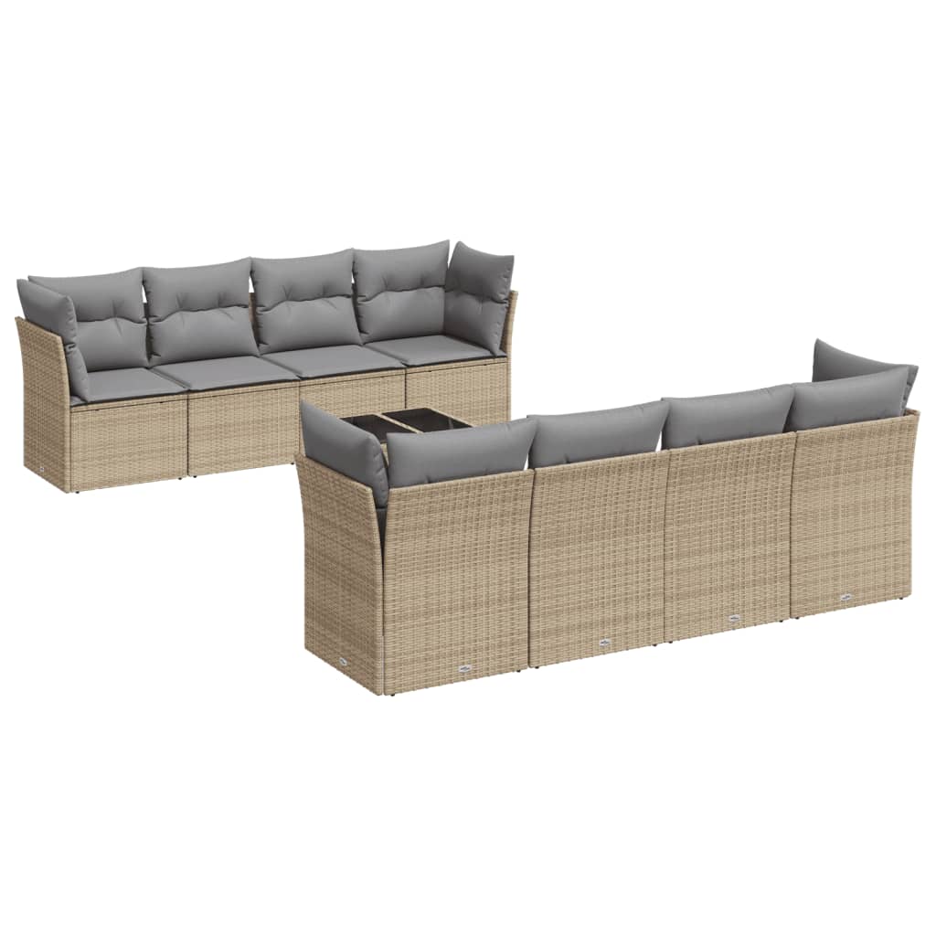 9-delige Loungeset met kussens poly rattan beige is nu te koop bij PeponiXL, paradijselijk wonen!