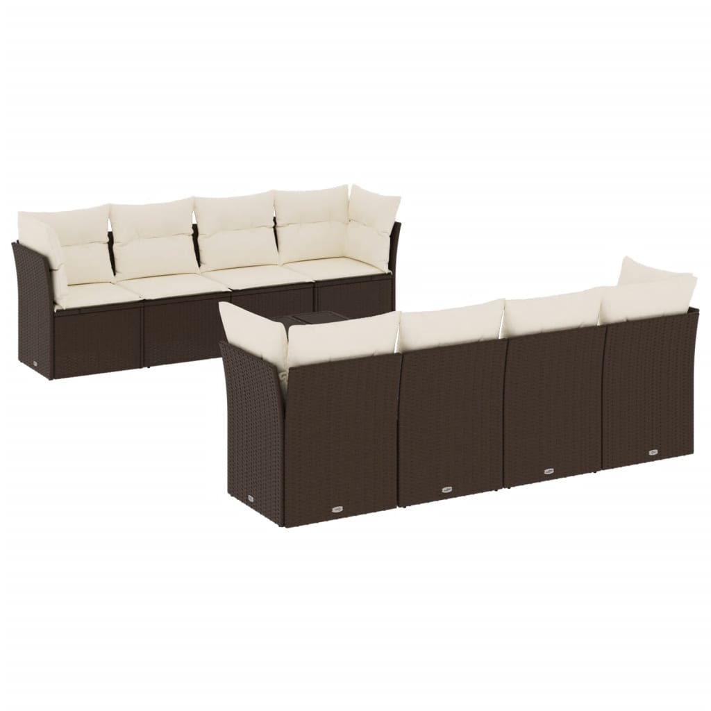 9-delige Loungeset met kussens poly rattan bruin is nu te koop bij PeponiXL, paradijselijk wonen!