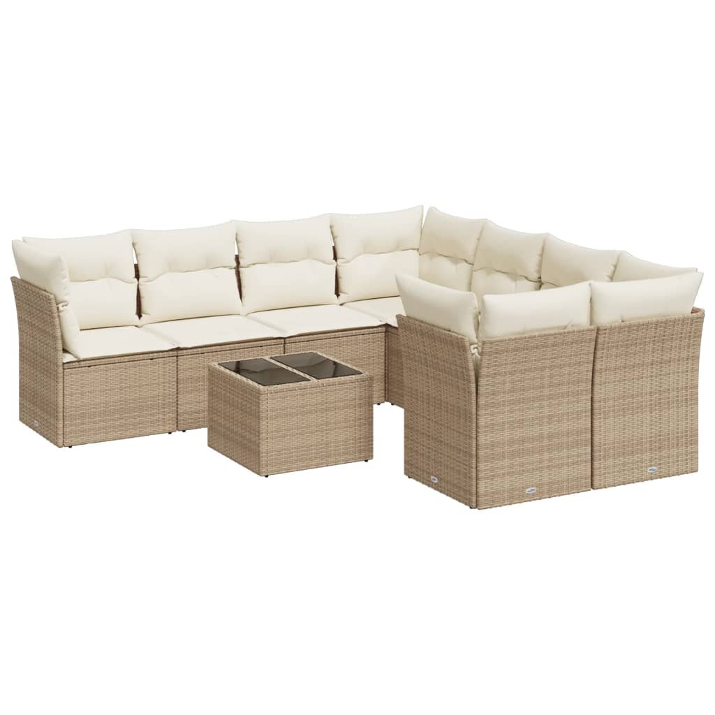 9-delige Loungeset met kussens poly rattan beige is nu te koop bij PeponiXL, paradijselijk wonen!