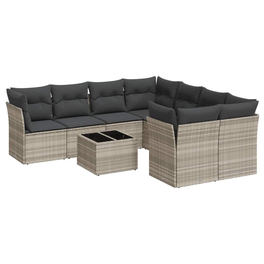 9-delige Loungeset met kussens poly rattan lichtgrijs is nu te koop bij PeponiXL, paradijselijk wonen!