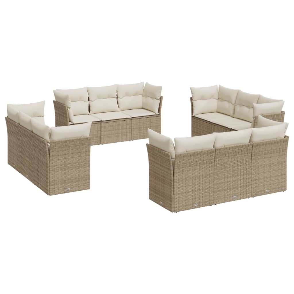 12-delige Loungeset met kussens poly rattan beige is nu te koop bij PeponiXL, paradijselijk wonen!