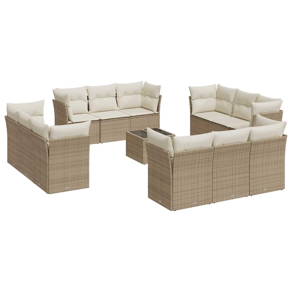 13-delige Loungeset met kussens poly rattan beige is nu te koop bij PeponiXL, paradijselijk wonen!