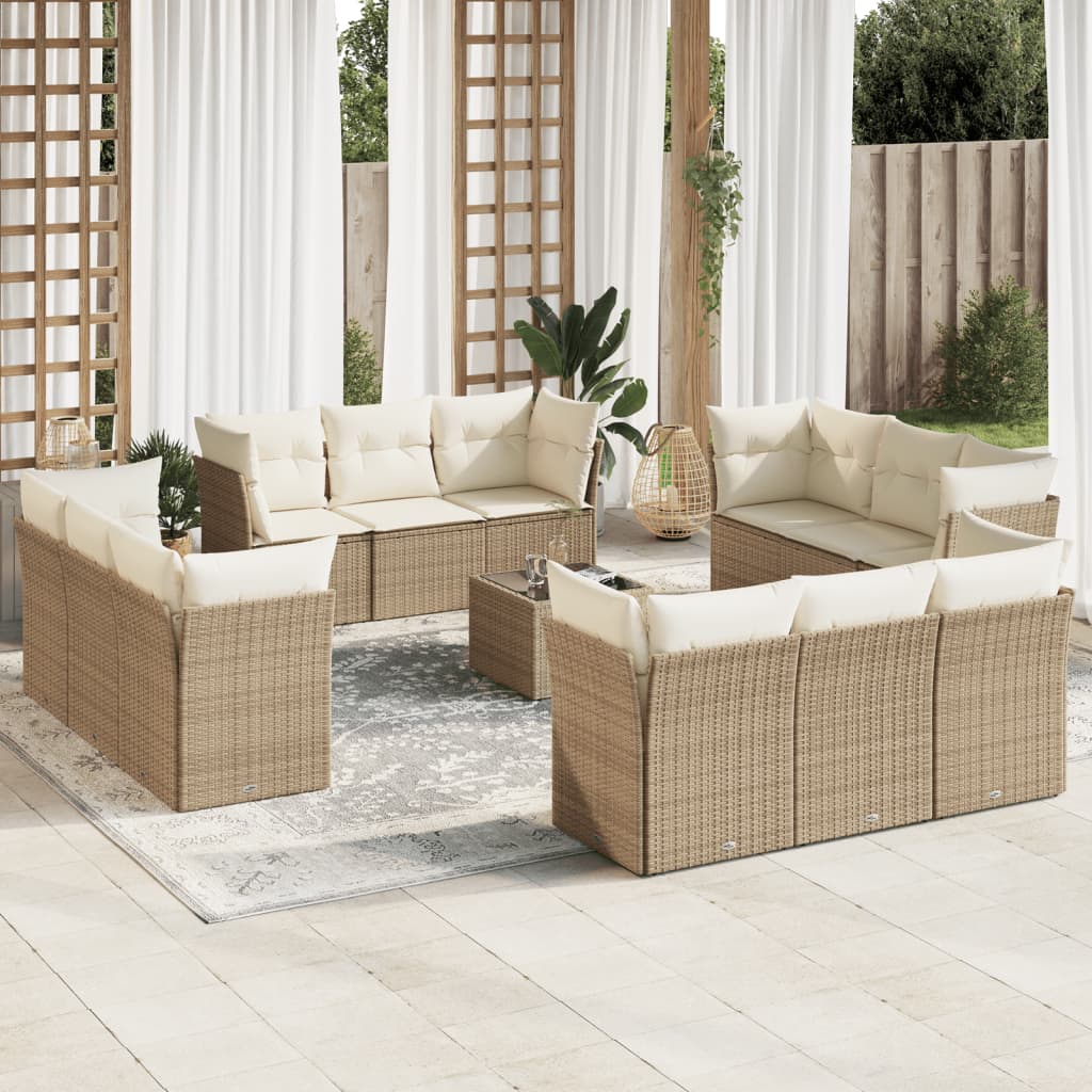 13-delige Loungeset met kussens poly rattan beige is nu te koop bij PeponiXL, paradijselijk wonen!