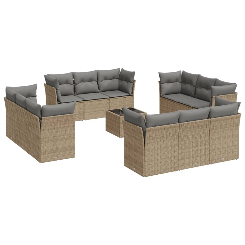 13-delige Loungeset met kussens poly rattan beige is nu te koop bij PeponiXL, paradijselijk wonen!