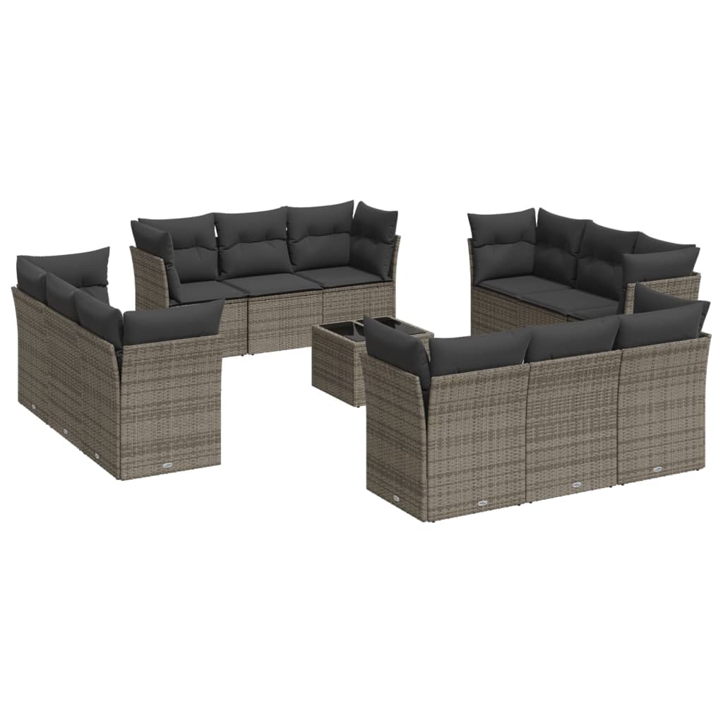 13-delige Loungeset met kussens poly rattan grijs is nu te koop bij PeponiXL, paradijselijk wonen!