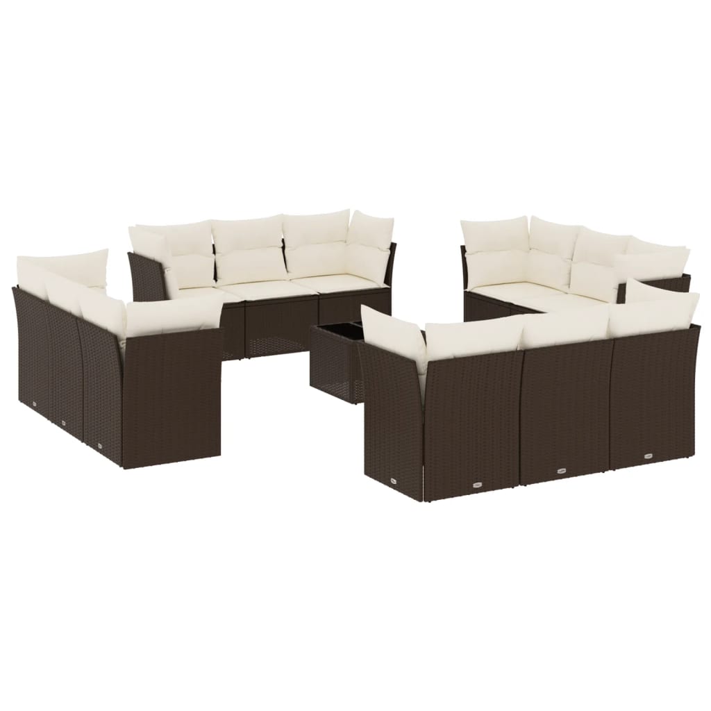 13-delige Loungeset met kussens poly rattan bruin is nu te koop bij PeponiXL, paradijselijk wonen!