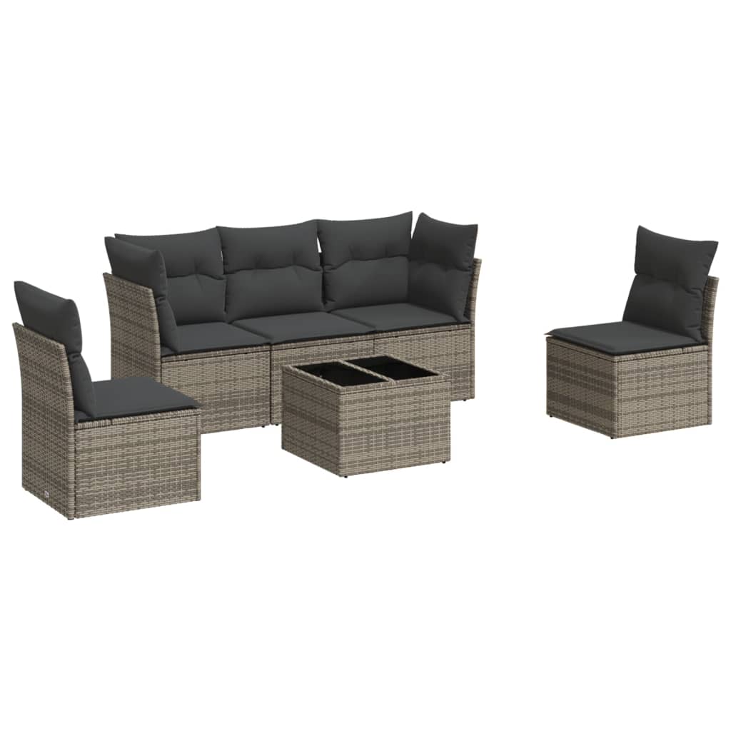 6-delige Loungeset met kussens poly rattan grijs is nu te koop bij PeponiXL, paradijselijk wonen!