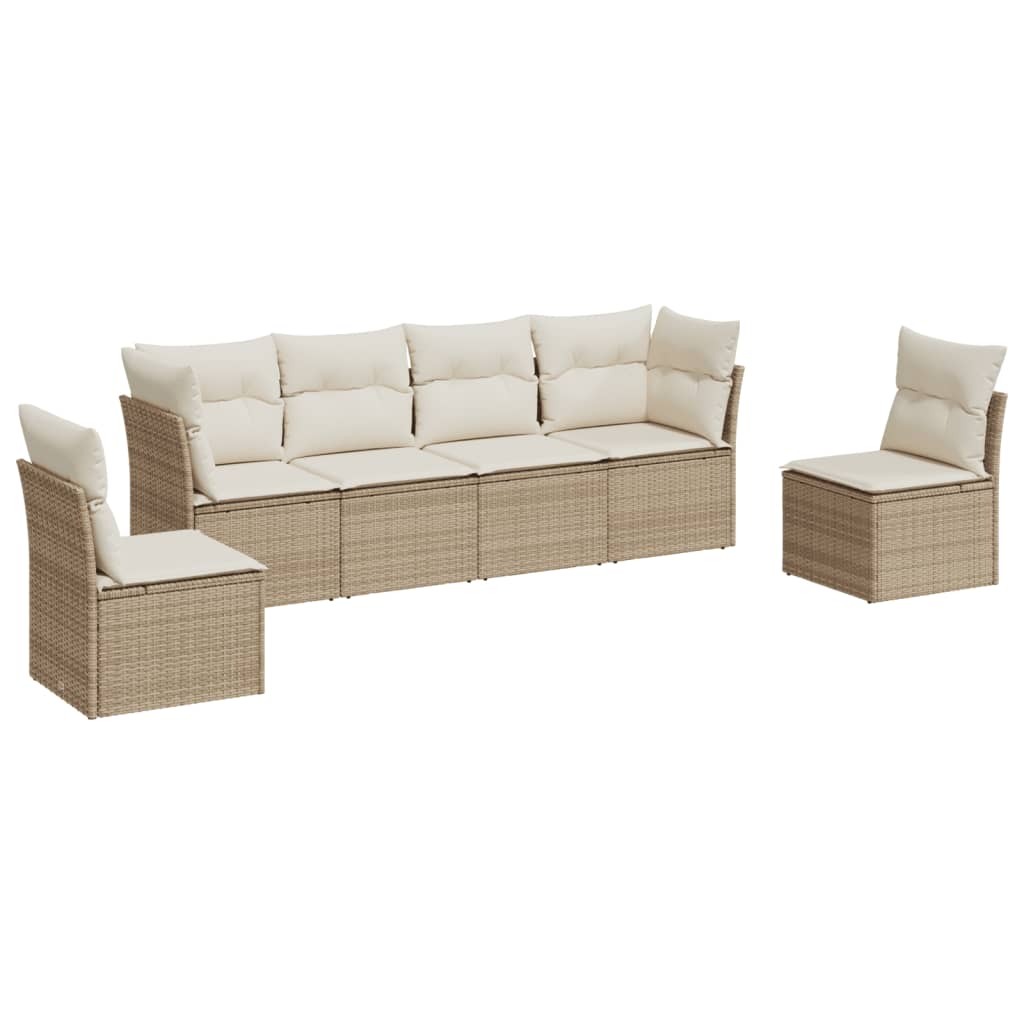 6-delige Loungeset met kussens poly rattan beige is nu te koop bij PeponiXL, paradijselijk wonen!