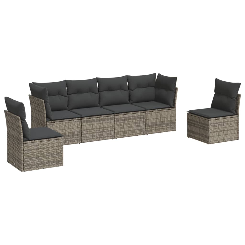 6-delige Loungeset met kussens poly rattan grijs is nu te koop bij PeponiXL, paradijselijk wonen!