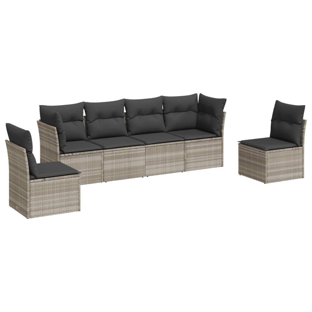 6-delige Loungeset met kussens poly rattan lichtgrijs is nu te koop bij PeponiXL, paradijselijk wonen!