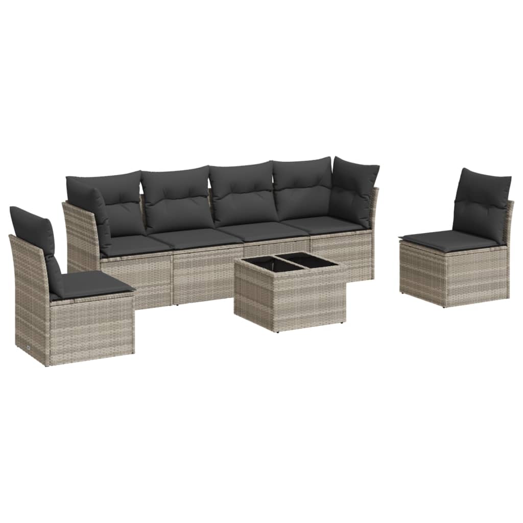 7-delige Loungeset met kussens poly rattan lichtgrijs is nu te koop bij PeponiXL, paradijselijk wonen!
