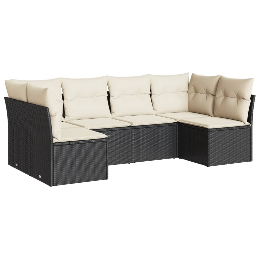 6-delige Loungeset met kussens poly rattan zwart is nu te koop bij PeponiXL, paradijselijk wonen!