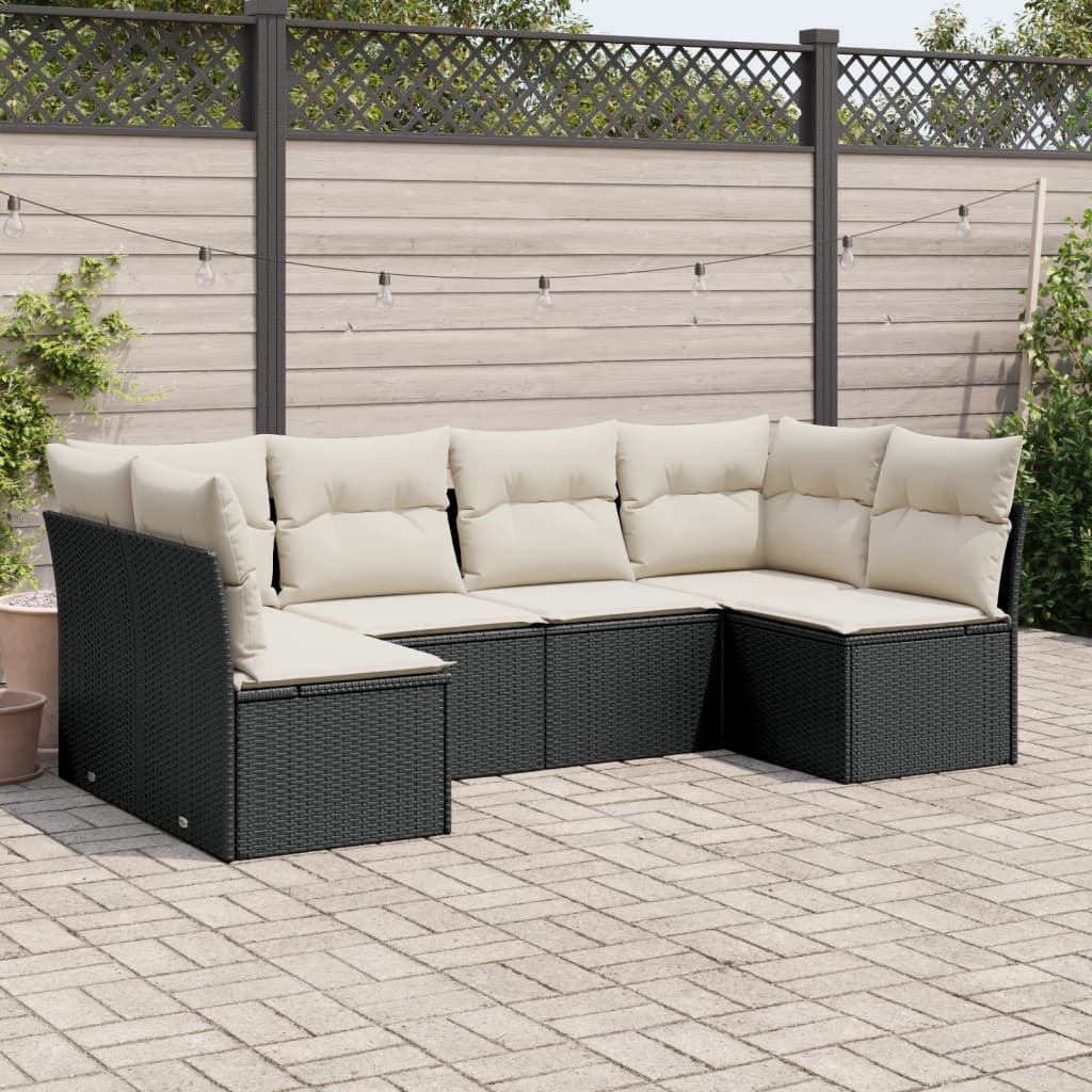 6-delige Loungeset met kussens poly rattan zwart is nu te koop bij PeponiXL, paradijselijk wonen!