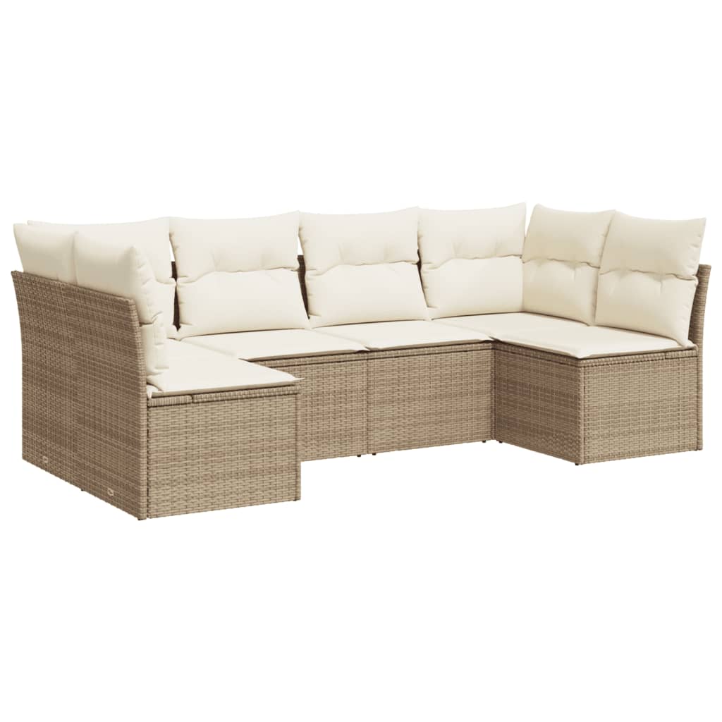 6-delige Loungeset met kussens poly rattan beige is nu te koop bij PeponiXL, paradijselijk wonen!