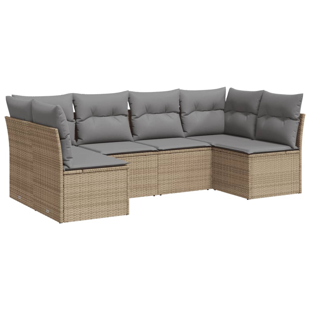 6-delige Loungeset met kussens poly rattan beige is nu te koop bij PeponiXL, paradijselijk wonen!