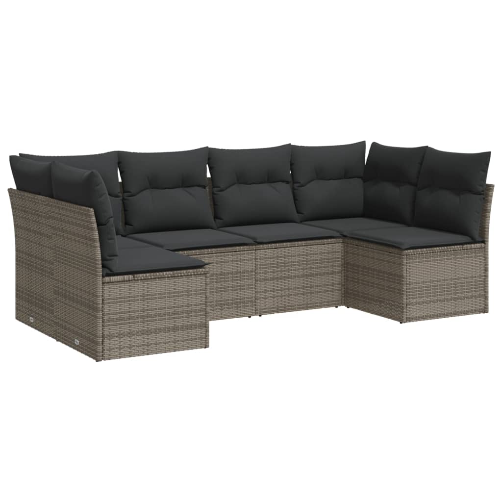6-delige Loungeset met kussens poly rattan grijs is nu te koop bij PeponiXL, paradijselijk wonen!