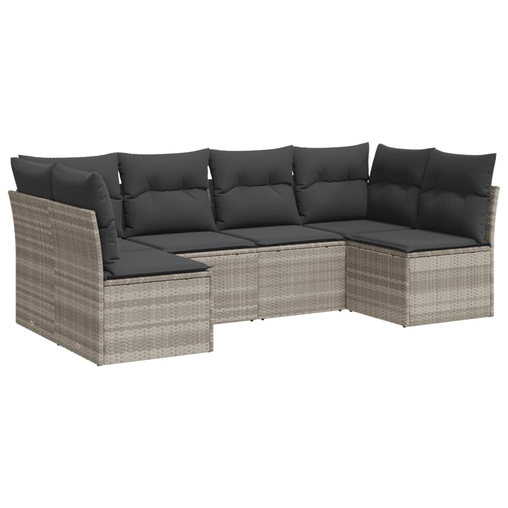 6-delige Loungeset met kussens poly rattan lichtgrijs is nu te koop bij PeponiXL, paradijselijk wonen!