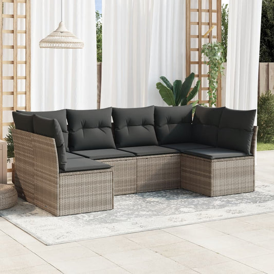 6-delige Loungeset met kussens poly rattan lichtgrijs is nu te koop bij PeponiXL, paradijselijk wonen!