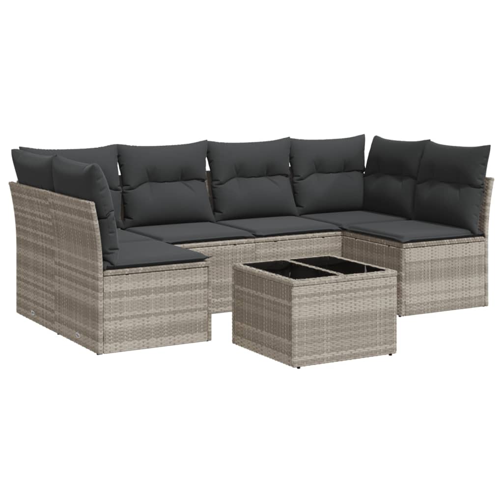 7-delige Loungeset met kussens poly rattan lichtgrijs is nu te koop bij PeponiXL, paradijselijk wonen!