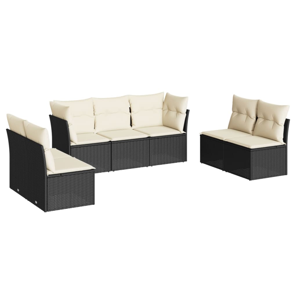 7-delige Loungeset met kussens poly rattan zwart is nu te koop bij PeponiXL, paradijselijk wonen!