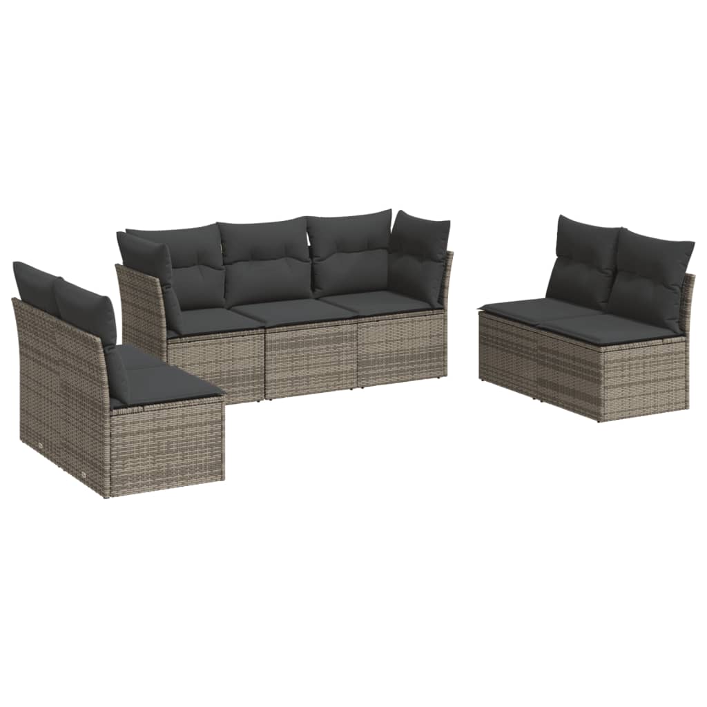 7-delige Loungeset met kussens poly rattan grijs is nu te koop bij PeponiXL, paradijselijk wonen!