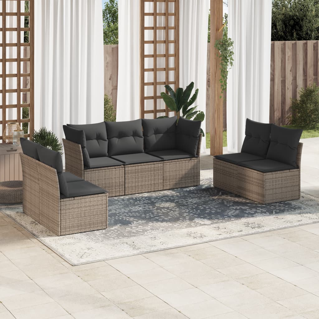 7-delige Loungeset met kussens poly rattan grijs is nu te koop bij PeponiXL, paradijselijk wonen!