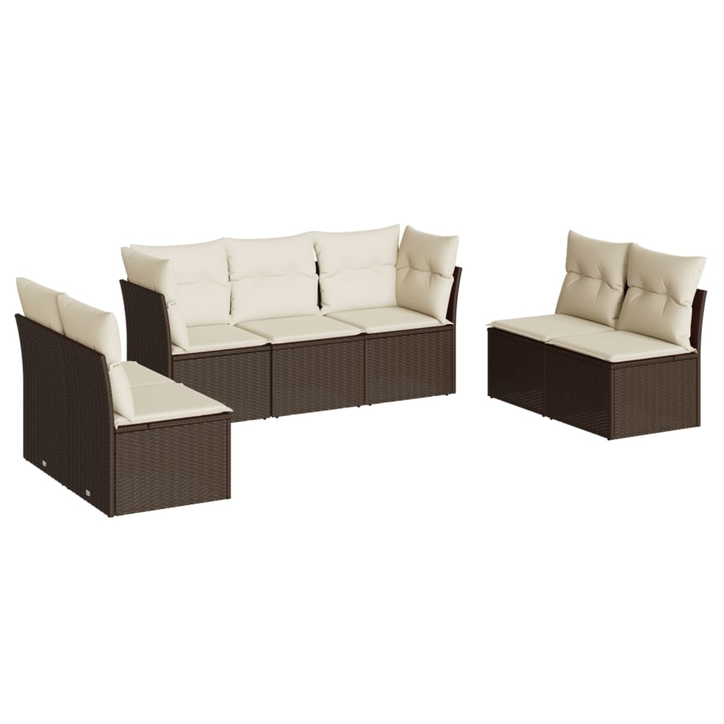 7-delige Loungeset met kussens poly rattan bruin is nu te koop bij PeponiXL, paradijselijk wonen!