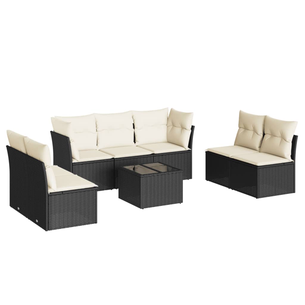 8-delige Loungeset met kussens poly rattan zwart is nu te koop bij PeponiXL, paradijselijk wonen!