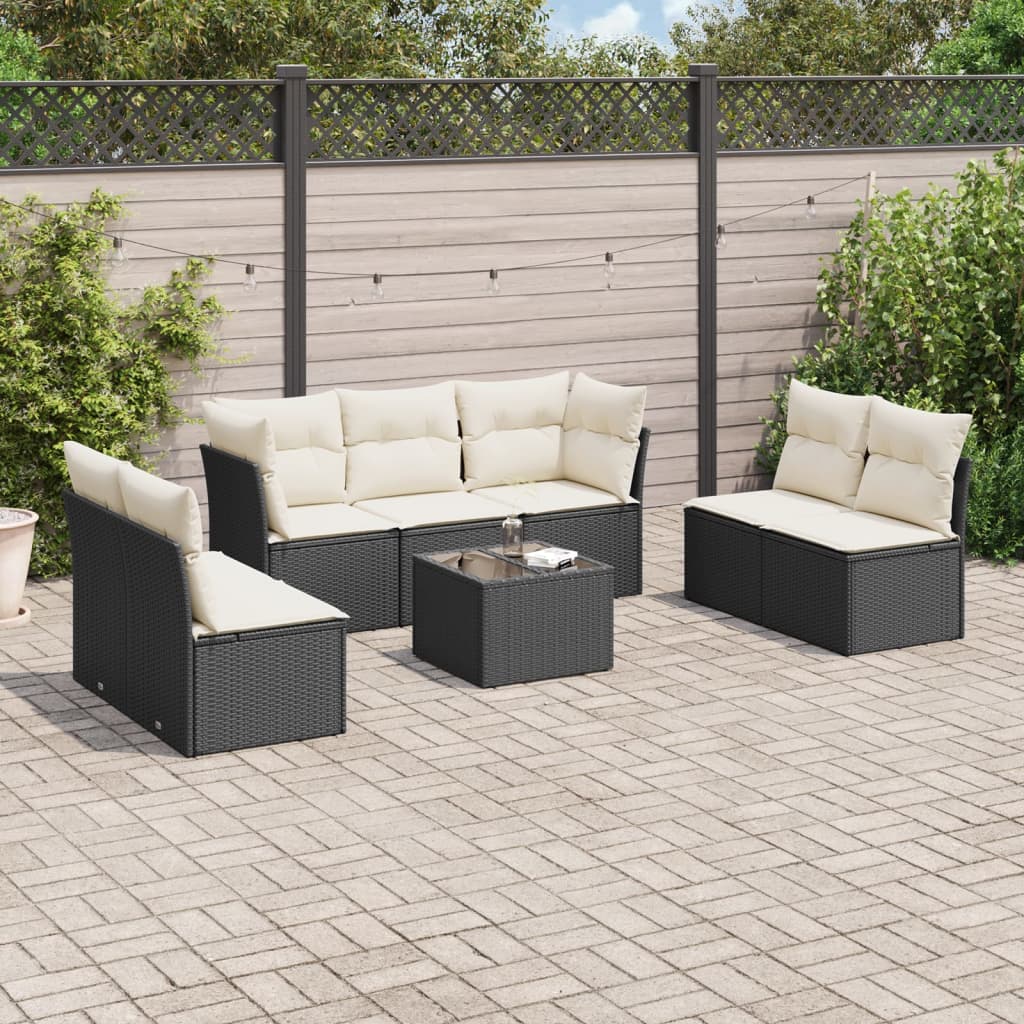 8-delige Loungeset met kussens poly rattan zwart is nu te koop bij PeponiXL, paradijselijk wonen!