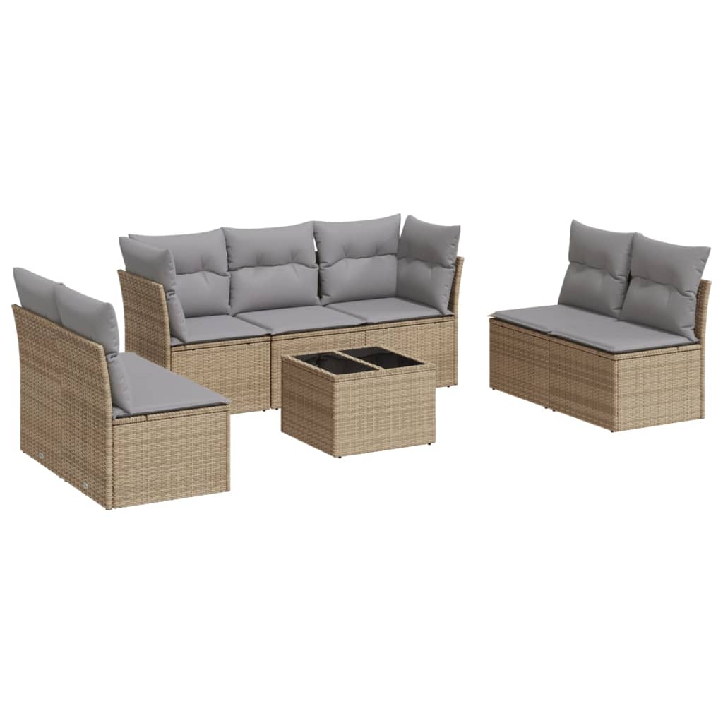 8-delige Loungeset met kussens poly rattan beige is nu te koop bij PeponiXL, paradijselijk wonen!